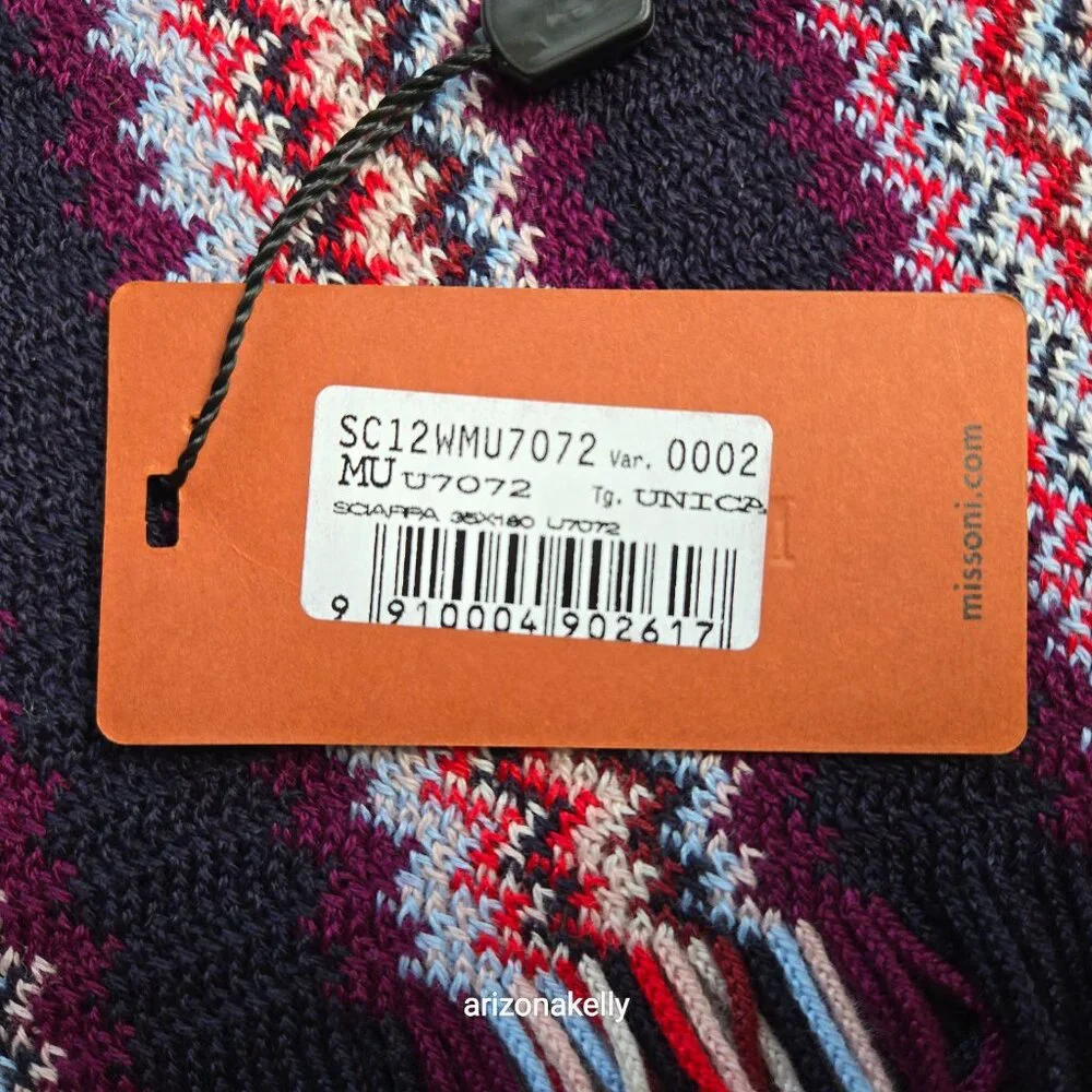 NWT Missoni Zig Zag Scarf Purple Red Blue